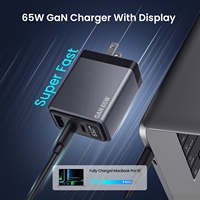 Chargeur compact 65W GaN affichage numérique rapide USB C chargeur de voyage mural pour téléphones portables CE KC ROHS FCC CB OTP OVP Protection
