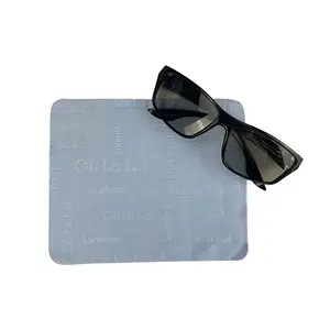 Reusable Custom Logo Embossing Blue Sunglasses Cleaning Cloth Phone Lens Watch Jewelry Glasses Microfiber Cleaning Cloth