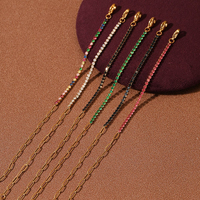 Gelang Baja Anti Karat Berlapis Emas 18K dengan Zirkon Warna-warni untuk Hadiah