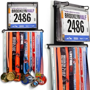 Soporte de Medallas Personalizado de Metal al por Mayor a Bajo Precio para Exhibición de Recuerdos Deportivos de Carreras, Colgador de Medallas de Madera y Hierro para la Pared - Product Image 2