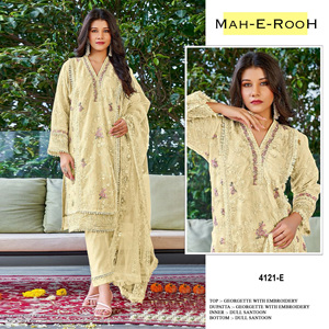 Georgette d'approvisionnement direct avec costume pakistanais de séquence pour l'occasion spéciale tenue de fête Salwar Kameez - Product Image 6
