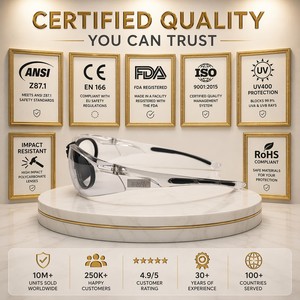 Lunettes de sécurité ANSI Z87.1 en polycarbonate, design monobloc, verres anti-rayures/anti-buée, insert <span class=keywords><strong>RX</strong></span> amovible, protection enveloppante - Product Image 4