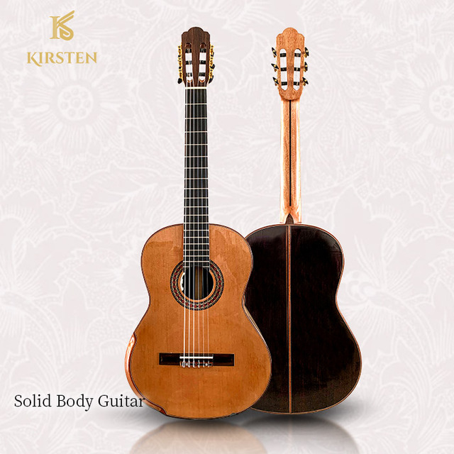 High End 4/4 39 Inch Glossy Solid Red Pine Body Rosewood Ebony Fingerboard High Quality Nylon Classical Guitar with Pickups