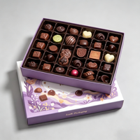 Boîte à chocolat avec revêtement UV de qualité supérieure, écologique, biodégradable, en carton rigide, avec couvercle et base, avec séparateur