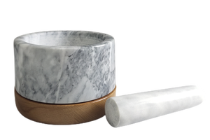 <span class=keywords><strong>Mortier</strong></span> et pilon en marbre gris 100% naturel pour l'écrasement de l'ail et des piments, écologique pour la cuisine et la maison - Product Image 3