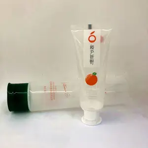 Tubo de plástico transparente, tubo vazio para pasta de dente, tampa superior transparente
