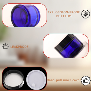 Vente en gros de pots en verre à large ouverture de 20g, 30g, 50g avec couvercle en plastique pour crème cosmétique, pots en verre vides pour soins de la peau, pots pour gommage corporel - Product Image 4