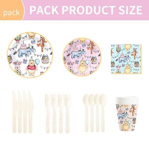 DAMAI - Platos de Papel Redondos Desechables con Diseño de Osos, Vasos de Papel y Servilletas para Fiestas de Cumpleaños - Product Image 6