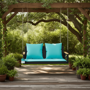 Banc balançoire de patio en polyrotin avec coussins 42,9x24,4x15,7 Meubles d'extérieur pour 2 personnes Design contemporain - Product Image 2