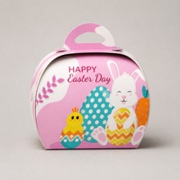 Boîte à pignon de Pâques personnalisée écologique avec gaufrage, en carton ivoire recyclable, motif lapin pastel, pour bonbons et œufs, fabrication OEM