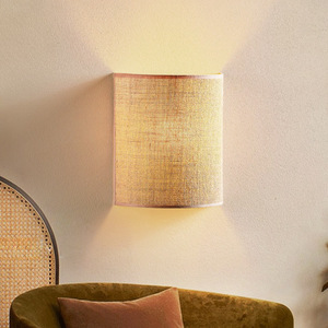 Wall Lamp Linen Shade <b>Led</b> <b>Light</b> Source E27 Bulb Base For Living <b>Room</b> Bedroom Hallway Decorative Lighting - Product Image 1