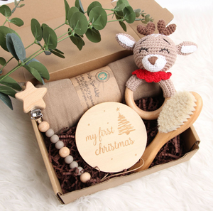 Yeni varış üreticisi toptan hediye sepetleri duş şartları Set özel hediye seti bambu pamuk bebek için tülbent eşarp battaniye - Product Image 1