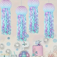 Lanternes en papier méduse suspendues couleur sirène sous la mer/océan thème anniversaire chambre décor fête décorations fournitures