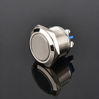 Sakelar Tombol Tekan Elektronik 22mm Baja Tahan Karat Berlapis Nikel Kuningan Kepala Tinggi/Datar 1NO Momentary 2 Pin 12-24V DC IP65