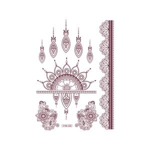 Autocollants de tatouage au henné brun, imperméables, art corporel temporaire, décoration Mehndi pour femmes, mains et bras, motifs floraux traditionnels - Product Image 6