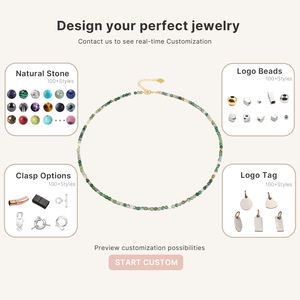 Collar Minimalista de Cuentas Pequeñas de Ágata Musgosa Verde, Collar para Mujer, Resistente al Agua, Joyería de Cristal para Fiestas y Sanación - Product Image 6