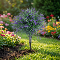 Tanaman Lavender Ungu Buatan PE Grosir, Tanaman Topiary Palsu dengan Penyangga Tanah, Tahan UV, Tahan Lama, Dekorasi Lanskap Luar Ruangan, OEM