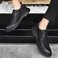 Sepatu Boots Kulit Sapi Asli Ukuran Besar 38-46, Model Rendah Trendy Berkualitas Tinggi untuk Pria