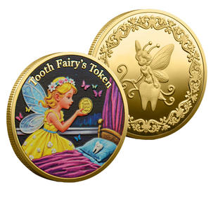 Auf Lager Zahnfee-Münze aus Eisenhandwerk Souvenir-Gedenkmünze vergoldet mit UV-Druck Prägung Relief individuelles kostenloses Design Geschenk - Product Image 1