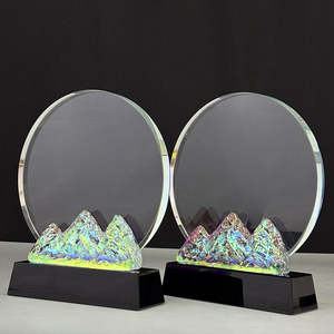 הסיטונאי מותאם אישית חדש קשת הר קריסטל מעגל זכוכית פרסים פלאק MH-NJ0322 - Product Image 4