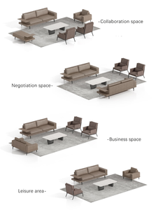 Juego de sofás de cuero de diseño, muebles para salón público, área de recepción, muebles de oficina, sala de espera, sofá, sofá para presidente, asientos - Product Image 6