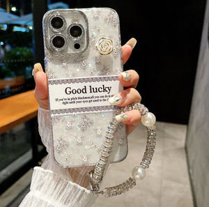 <span class=keywords><strong>Coque</strong></span> de téléphone portable de luxe en TPU <span class=keywords><strong>avec</strong></span> motif floral, camélia blanc et paillettes, protection intégrale de l'écran et de l'objectif, design antichoc pour la protection de la caméra - Product Image 3
