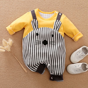 Combinaison Bébé Unisexe en Coton Rayé Motif Animaux Mignons pour Automne Hiver – Vente en Gros - Product Image 6