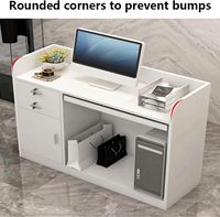 Comptoir de réception 90/100/120cm Bureau de réception avec tiroir verrouillable, étagère ouverte et plateau à clavier Comptoir de caisse en bois