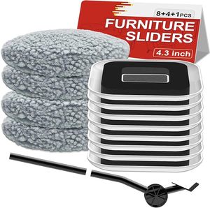 Deslizadores para Muebles, Juego de Almohadillas de Fieltro de 4.3 Pulgadas con Deslizadores Cuadrados de Plástico y Herramienta para Mover, Antideslizantes, Antiarañazos, Reutilizables y Duraderos - Product Image 1