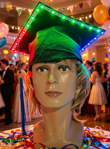 Chapeaux de graduation universitaires DAMAI à LED avec pompons fluorescents et éclairage à piles pour les fêtes - Product Image 5