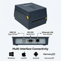 Imprimante d'étiquettes industrielle à transfert thermique haute vitesse avec découpe automatique 110 mm, imprimante de codes-barres de bureau AT241/AT341 pour la fabrication en stock