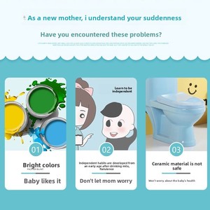 Toilette monobloc en céramique pour enfants avec siphon P désodorisant, à poser au sol, pour salle de bain et usage en maternelle, design moderne et minimaliste - Product Image 4