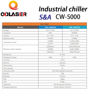 Refroidisseur d'air et d'eau industriel QDLASER <span class=keywords><strong>CW5000</strong></span> pour machine de gravure et de découpe laser CO2, refroidissement de tube laser 80W 100W - Product Image 6