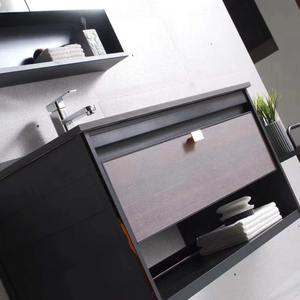 Wholesale Chocolate Brown MDF <b>Bathroom</b> Vanity Wall Mounted with RGB Smart LED Mirror - Product Image 5