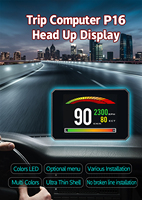 Alat Elektronik Mobil Universal HUD P16 OBD2 Proyektor Kecepatan Digital Speedometer Head up Display Gauge dengan Jam LCD Layar Lebar