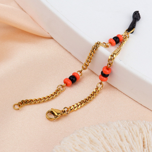 Nouvelle arrivée enfant bijoux perle bracelet à breloques <span class=keywords><strong>en</strong></span> acier inoxydable hypoallergénique bébé perlé noir poing lien <span class=keywords><strong>gourmette</strong></span> chaîne Bracelet - Product Image 4