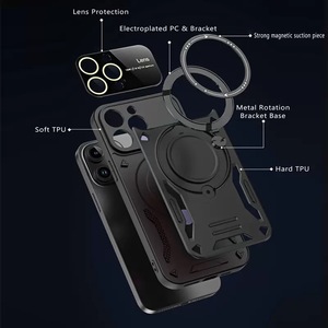 Coque de protection de luxe en TPU et PC avec anneau magnétique pour iPhone 17 Pro Max, 16 Pro, 17, 15, 14 Plus - Product Image 5
