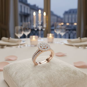 Excellent 1.00TCW Real Natural Round Diamond Women's Wedding <b>Ring</b>-<b>Set</b> in 14K Rose Gold - Product Image 3