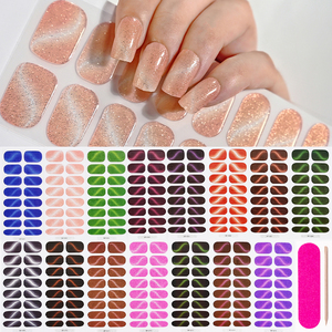 16 Conseils Cat Eye Semi-Durci Gel Nail Wraps Autocollants Glitter Auto-Adhésif UV LED Lampe Durci Gel Nail Strip Avec Nail Tool - Product Image 5