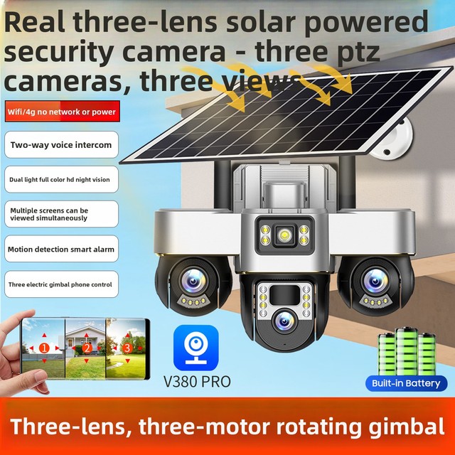 Human Detection Outdoor Security 6MP Color Night Vision Wifi/4g Solar CCTV Camera Face Recognition Siren 360-degree