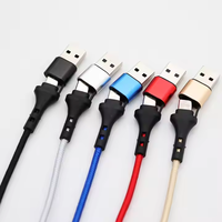 Cable de Viaje Multifuncional 3 en 1, 3A, 1.2m, Trenzado de Nailon, 4 Colores, Micro USB Tipo-C