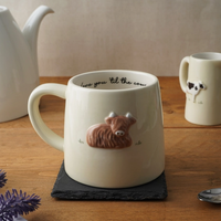 Mugs en céramique 3D adorables sur le thème des animaux de la ferme : Vache, Mouton, Coq, Bovins des Highlands - Vente en gros