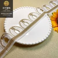 LEIXUSI Bordure en dentelle brodée bicolore de 6,3 cm, dentelle métallique blanc-or pour vêtements et accessoires textiles de maison, vente en gros