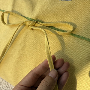 Bolsa de Lona con Solapa de Algodón Amarillo, Personalizada con Logotipo Impreso/Bordado, para Guardar Zapatos, Bolsos, Ropa, Manualidades - Product Image 4