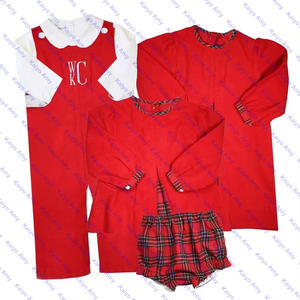 2025 bébé garçon monogramme rouge <span class=keywords><strong>et</strong></span> vert Longall ensemble velours côtelé noël Jon Jon barboteuses tenues d'hiver - Product Image 5