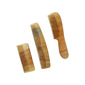 Handmade Wooden Comb Set Polished Natural Wood Rectangle Shape Tabletop Craft by HANDICRAFT HUB Uttar Pradesh Home Decoration - Product Image 1