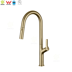 Rubinetto da <span class=keywords><strong>Cucina</strong></span> Estraibile a Collo d'Oca in Acciaio Inox 304 Spazzolato <span class=keywords><strong>Oro</strong></span> con Marchio d'Autenticità - Product Image 3