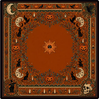 Tapis de Mahjong américain imprimé pour Halloween, noir, 31,5 pouces, en mutispandex, antidérapant, avec dos en caoutchouc, silencieux, imperméable, pour 4 joueurs