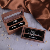 Boîte en noyer massif pour bijoux de mariage DIY, avec couvercle transparent et logo personnalisé, vente en gros