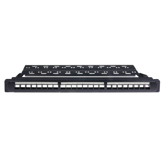 24 Port Blank Keystone Shielded 1U Patch Panel 19 Inch Metal Rackmount Housing Wall Mount Connector Accessories